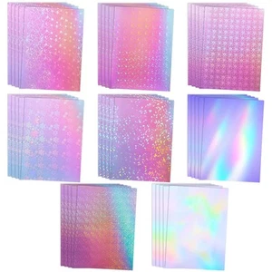 40 Sheets Holographic Laminate Sheets 8 Types of Holographic Sticker Paper Sel - Picture 1 of 7