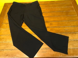 Haggar Men's E-CLO Stria Flat Front Dress Slacks Trousers Suit Pants Black 38 32 - Picture 1 of 12