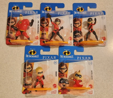 The Incredibles Pixar SET OF 5 Mattel Micro Collection Toys Mini Figures Age 3+ Cover