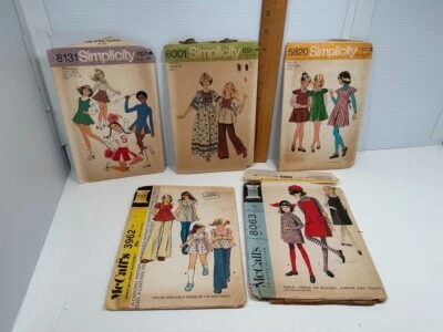 5 Vintage Kids Girls McCalls Simplicity Sewing Patterns CUT Cheerleader Costumes - Image 1 of 4