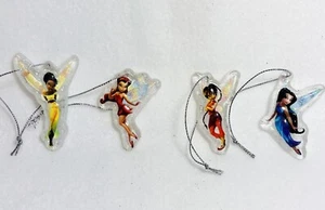 Vintage Disney Neverland Fairies Glass Christmas Ornaments Set of 4 Sparkly! - Picture 1 of 4