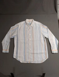 Tommy Bahama Hemd Herren Extra Large XL Camp weiß gestreift Capry 100 % Leinen gebraucht, in einwandfreiem Zustand - Bild 1 von 10