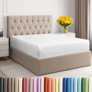 Hotel Luxury Single Fitted Sheet Only, Extra Soft & Wrinkle Free by CGK Linens - Picture 1 of 45