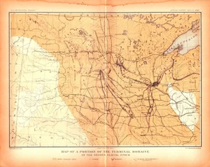 DAKOTA, MINNESOTA, IOWA, GEOLOGY Antique original Map 1883 - Picture 1 of 1