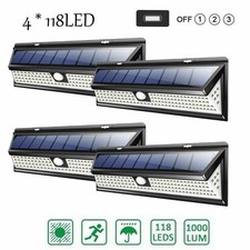 4X118LED Solar Powered PIR Motion Sensor Wall Light Outdoor Garden Lamp 3 Modes