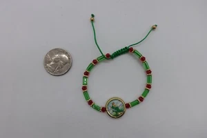 Pulsera St Jude única medallas enchapadas en rodio verde/rojo - Imagen 1 de 6
