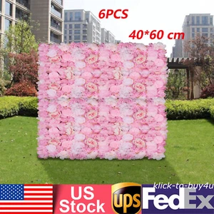 6PCS Artificial Silk Flower Wall Panel Wedding Party Background Floral Decor - Picture 1 of 10