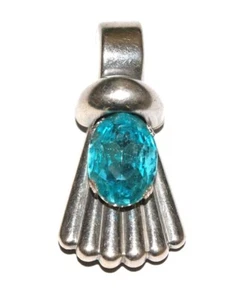 Vintage JULIANA SCHREINER BLAU AQUA Strass Brosche Pin DEKO SCHIEBE SILBERTON - Bild 1 von 6