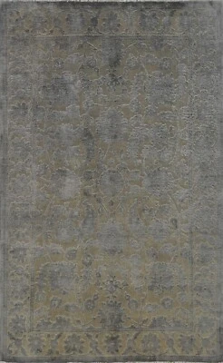 Alfombra oriental tallada floral gris Oushak-Chobi tinte vegetal anudada a mano 6x9 Foto 1 de 4