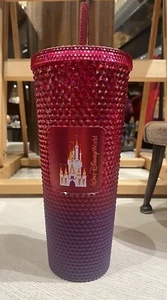 2023 Disney Parks Walt Disney World Castle Ombré Red Starbucks Tumbler Cup NEW - Picture 1 of 4