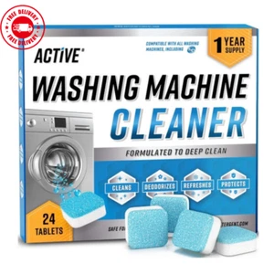 Washing Machine Cleaner Descaler 24 Pack - Deep Cleaning Tablets For HE Front Lo - Picture 1 of 6