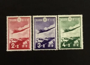 JAPAN AIRMAIL - Patriotic AVIATION fund semi-postal Set Sc.B1-B3 MH 1937 - Picture 1 of 2