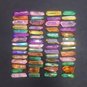 Titanium Rainbow Aura Natural Lemurian Clear Quartz Crystal Points Healing 57pcs - Picture 1 of 7