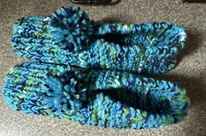 Amish Handmade House Slippers Turquoise Colorful Mix Wms X Lg Mans Med/Lg 10" - Bild 1 von 4
