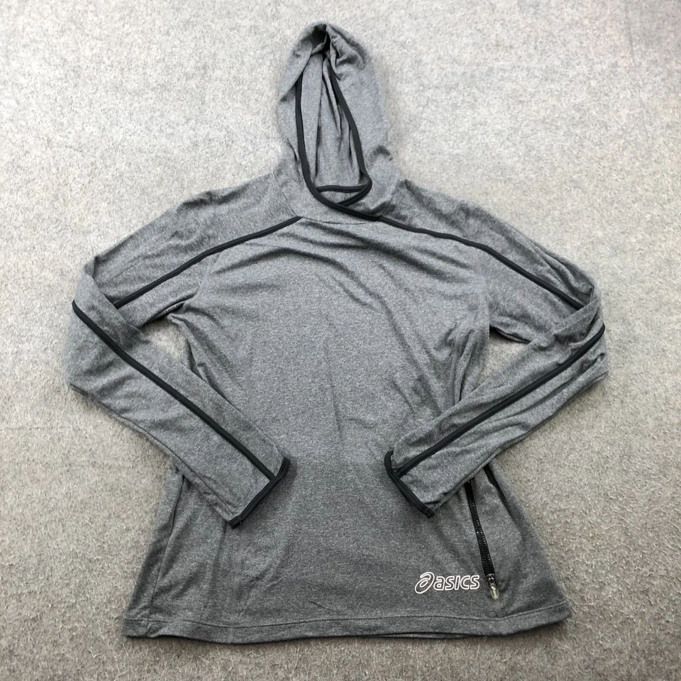 Pullover Asics Mujer Grande Gris Gimnasio Entrenamiento Correr Informal Con Capucha Foto 1 de 4