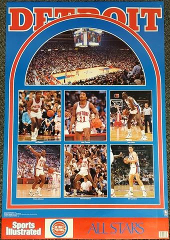 Detroit Pistons 1989 6-Player Marketcom Sports Illustrated SI 23x35 POSTER Cover