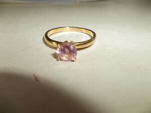 14k HGE Ring with Pink Topaz or Amethyst Stone - LIND