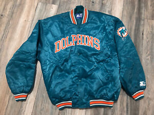 Vintage 90's Starter Miami Dolphins NFL Satin Puffer Jacket Men’s 2XL Pristine