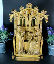 rare antique wood carved neo gothic Statue sculpture signed mary anne jesus 