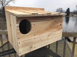 Barn Owl 3/4" Solid Cedar Owl House Nesting Box Nest Home Barred Great Horned!! - Picture 1 of 6