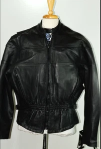 NEU UNIK Damen Ultra Moto schwarze Leder Biker Jacke 3XL mit Reißverschluss Innenfutter - Bild 1 von 11