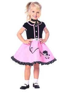 Goodmark Sock Hop Sweetheart 50's Pink Black Poodle Dress & Necktie 3T-4T - Picture 1 of 1