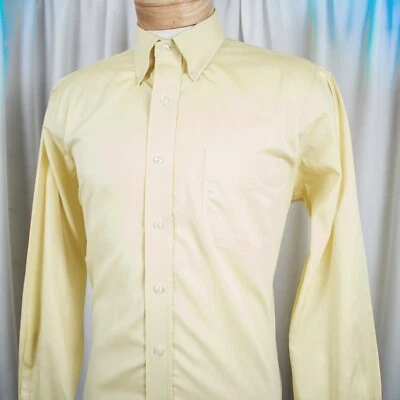 RALPH LAUREN 黄色柠檬纯色棉男式正装衬衫 16 码 — 第 1/4 张图片