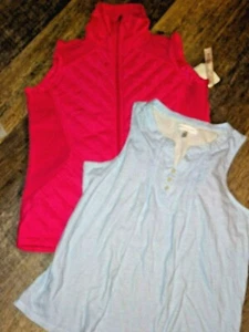 lightweight pink vest jacket fleece NWT full zip ~ SMALL + bonus FREE tank top - Picture 1 of 9