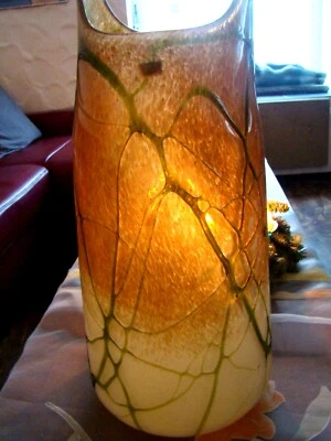 GLASOBJEKT VASE GLASKUNST handgefertigt 44 cm Gilde Design UNIKAT Deko WINDLICHT - Bild 1 von 4