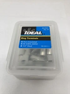 Ideal 83-0521 Non-Insul Ring Terminal, 6 AWG, 1/4" Stud, 600V 20/Box - Picture 1 of 2