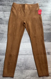 Spanx Leggings Faux Suede Pants Womens XL Brown Pull On Ankle Slimming Boho NEW - Picture 1 of 8