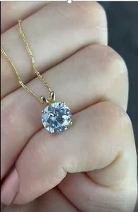Designr Collana Solitario Diamante Diamante 1,5 carati 18 carati 8 mm MASSICCIO ORO 18k - Foto 1 di 10