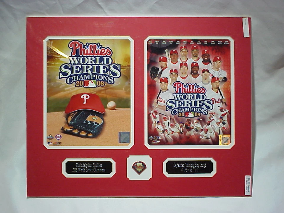 Phillies World Series 2008 Photos, Name Plate, Team Pin  Collage 16x20    - Image 1 of 1
