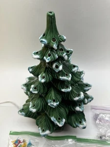 Albero di Natale Vintage anni 80 Ceramica 16” Base Grande Luci Multicolore Funzionante - Foto 1 di 10