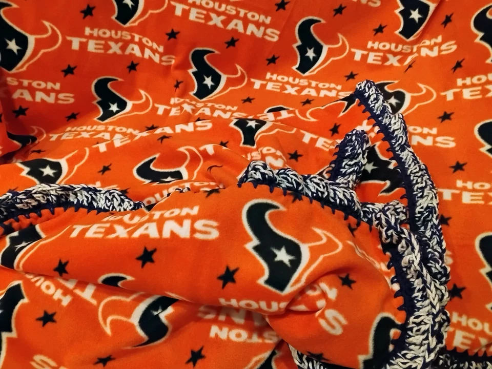 Manta polar Houston Texans con borde de ganchillo súper volantes fútbol americano Foto 1 de 4