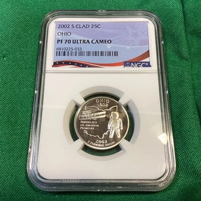 2002-S Clad Proof State Quarter -Ohio - PF70 Ultra Cameo NGC - Patriotic Label - Image 1 of 2