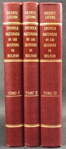 Vicente Lecuna: Cronica Razonada de las Guerras de Bolivar. 1950. 3 volumes - Bild 1 von 1
