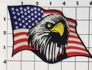 6" USA Waving Flag Eagle Patch Old Glory Stars Stripes Embroidered Iron On - Picture 1 of 1
