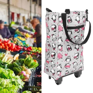 Penguin Household Shopping Cart Foldable Grocery Carts Outdoor - Picture 1 of 12
