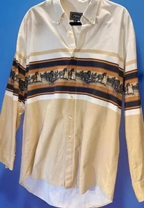 Vintage Roper Border Western Button Down XL Hemd Cowboy Pferde Männer Baumwolle EUC - Bild 1 von 23