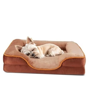 Orthopedic Dog Bed for Small Size Dogs, 24.0"L x 18.0"W x 6.0"Th Brown - Picture 1 of 7