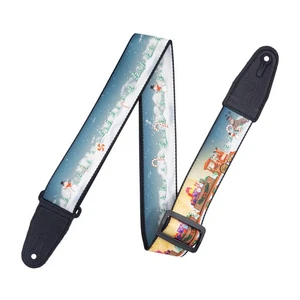 Levy’s Leathers Tracolla per Chitarra in Poliestere 2" con Stampa Treno Vacanze di Babbo Natale (M... - Foto 1 di 6