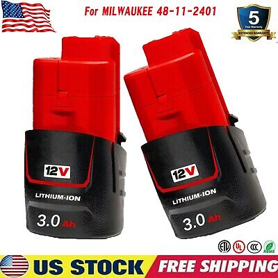 2Pack 3.0Ah For Milwaukee M12 12 Volt LITHIUM Battery Pack 48-11-2420 48-11-2401 • 20$
