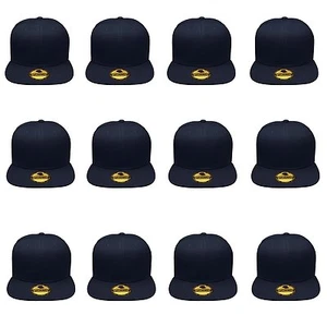 Plain Blank Flat Brim Adjustable Snapback Baseball Caps WHOLESALE LOT 12pcs - Picture 1 of 130