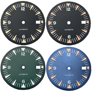 32mm Green Luminous Sterile Black Blue Green Watch Dial Fit NH35 NH35A Movement - Picture 1 of 9