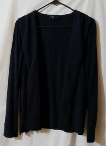 J Crew Black Open Front Medium Cardigan 365 modal soft foldover collar - Picture 1 of 6