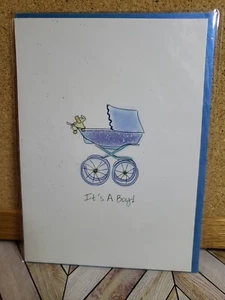 Vtg VIVA VOX "It's a Boy" Congratulations Card NOS Handcrafted Blank Card Birth - Picture 1 of 2