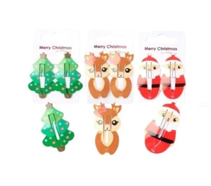 2 Stück Weihnachten geformt Emaille Druckknopf Bendies Haar Griff Clips Weihnachtsbaum Rentier - Bild 1 von 8
