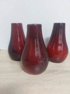 Set Of 3 Red Swirl Glass Hanging Pendant Light Replacement Globe - Picture 1 of 5