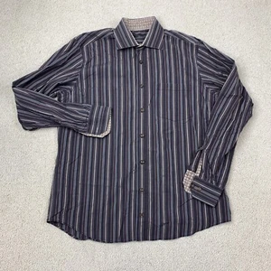Camisa Bugatchi Uomo Abotonada Para Hombre Talla L Multicolor Rayas Manga Larga Algodón - Imagen 1 de 9